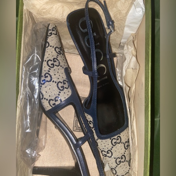 Gucci Shoes - Women GG slingback mid heel pump sz 38